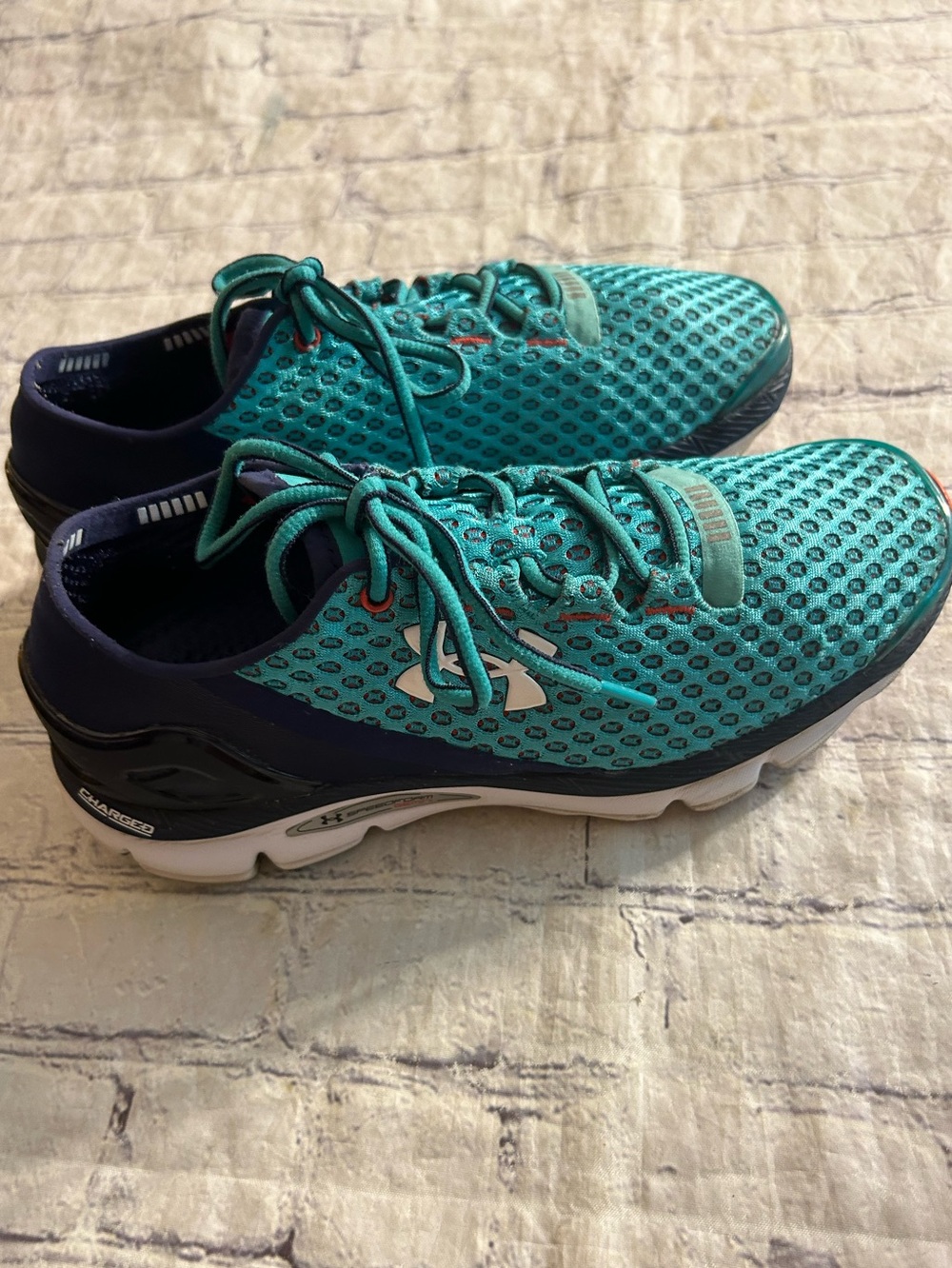 UNDER ARMOUR SPEED FOAM GEMINI RUNNING SHOES TEAL/NAVY SNEAKERS 9.5